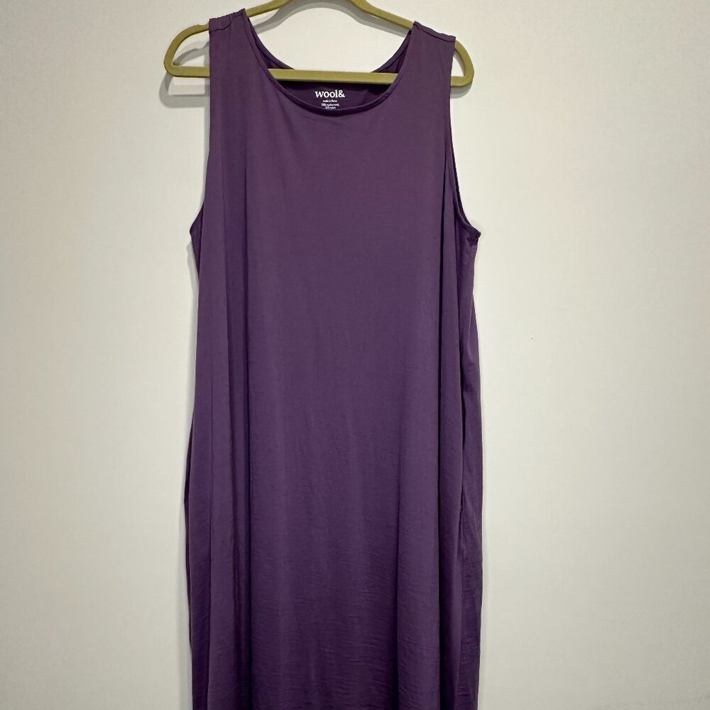 Wool& Camellia Tank Dress Long - Purple Fig - XXL